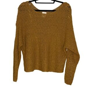 Billabong Crochet Knit Sweater Top Lace Up Women's Med Earthy Woodland Fairycore